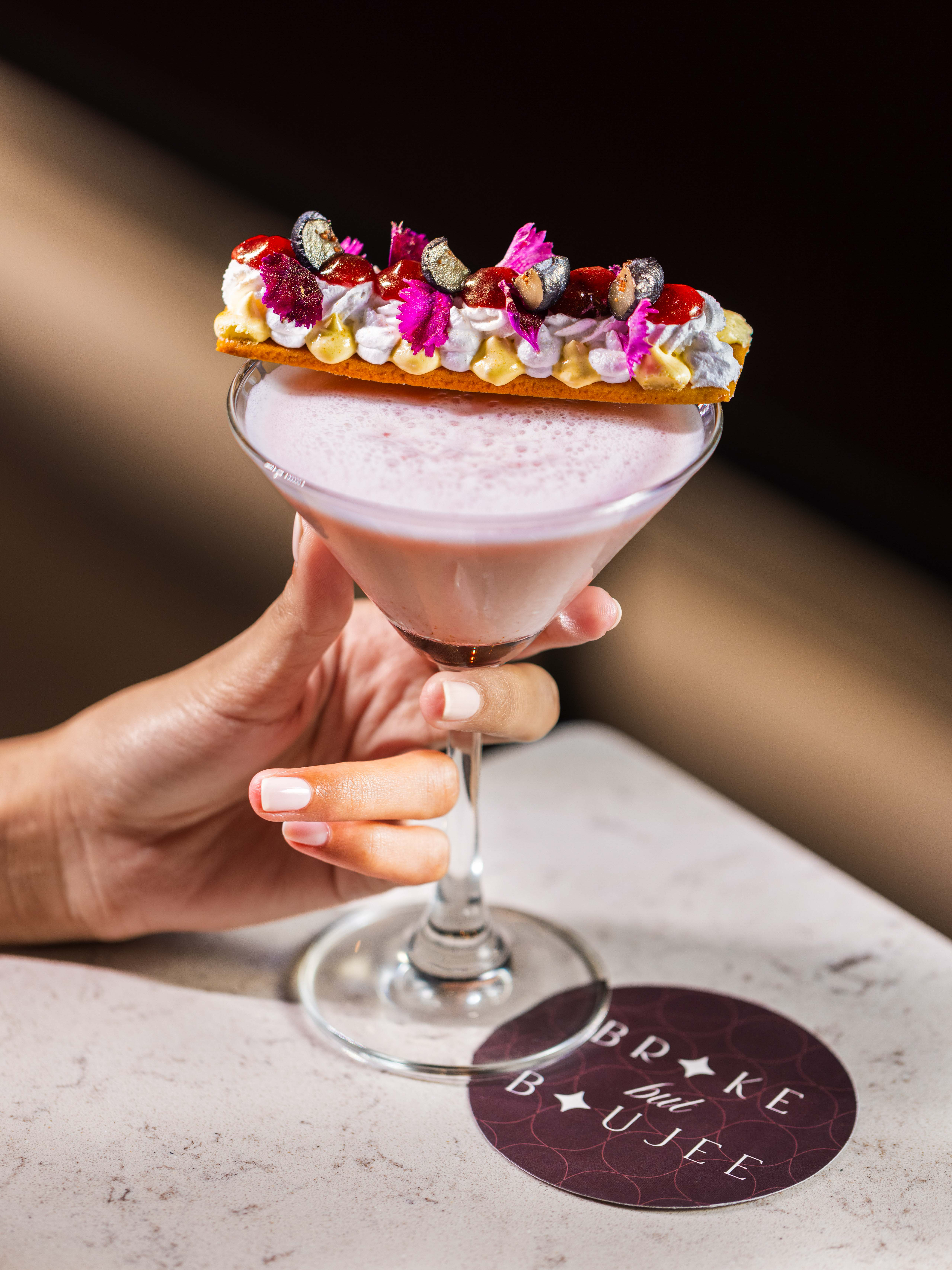 Gourmet dessert on marble